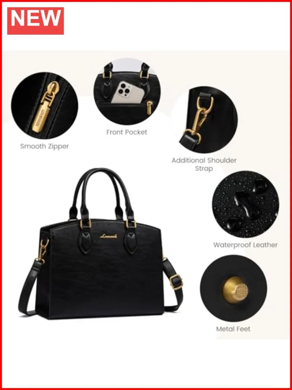 Vintage PU Leather Satchel Shoulder Bag Tote Handbag Women's Medium Ladies Purse